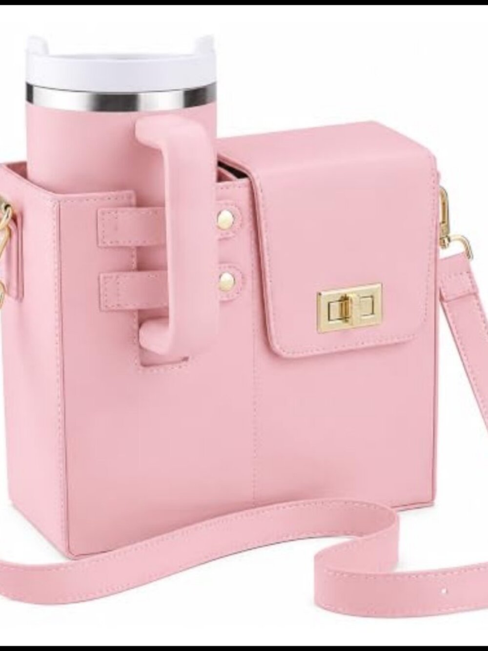 PU Leather Crossbody Bag for 40oz Tumbler with Handle Adjustable